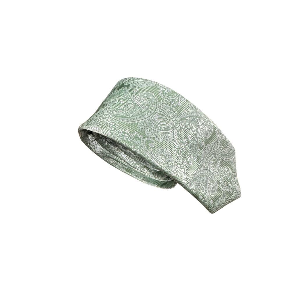 The Tie Bar Men’s Neck Tie 100% Silk Stain Resistant Green Paisley #G972 - Picture 7 of 7